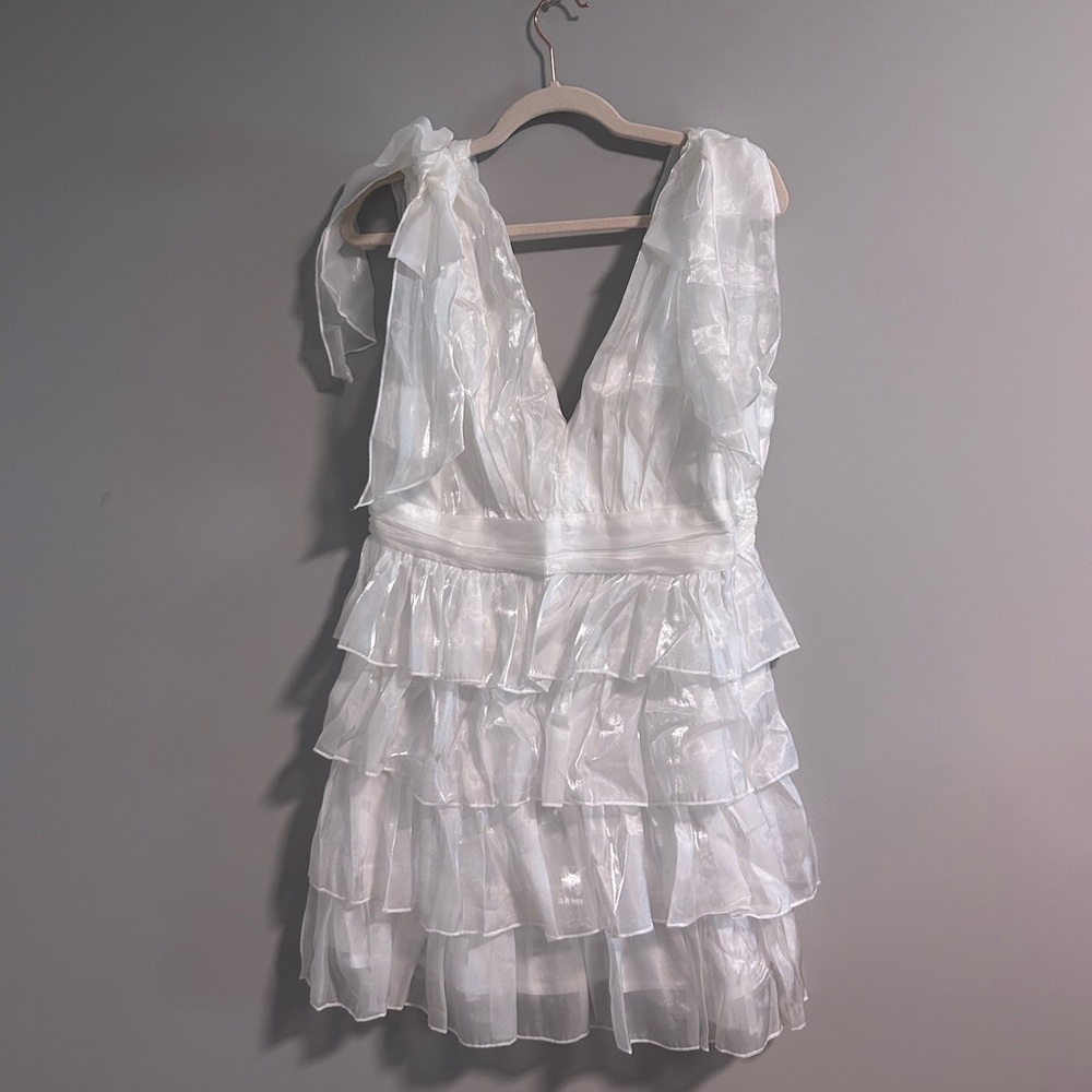 White Ruffled Sleeveless Dress